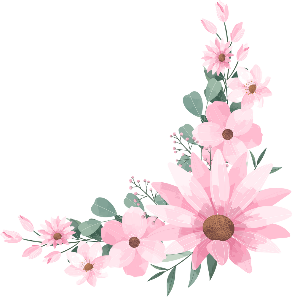 Pink Flower Wreath Illustration